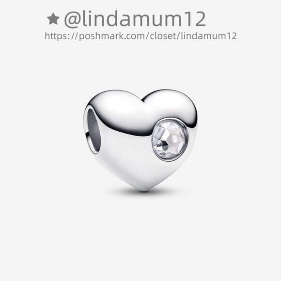 Pandora Engravable Clear Stone Heart Charm - Picture 1 of 6